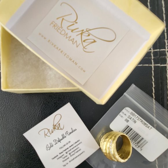 RIVKA FRIEDMAN Wide Hammered Band Ring - Size 8 - Picture 5 of 6